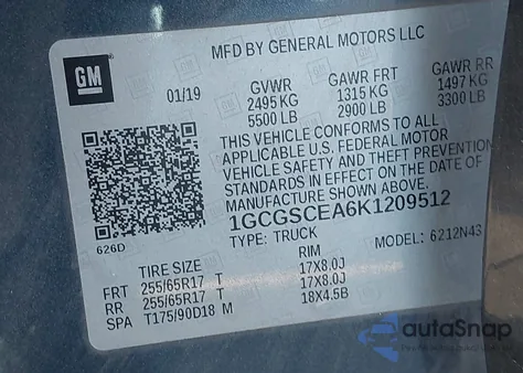 2019 Chevrolet Colorado Lt from USA, damaged, VIN 1GCGSCEA6K1209512